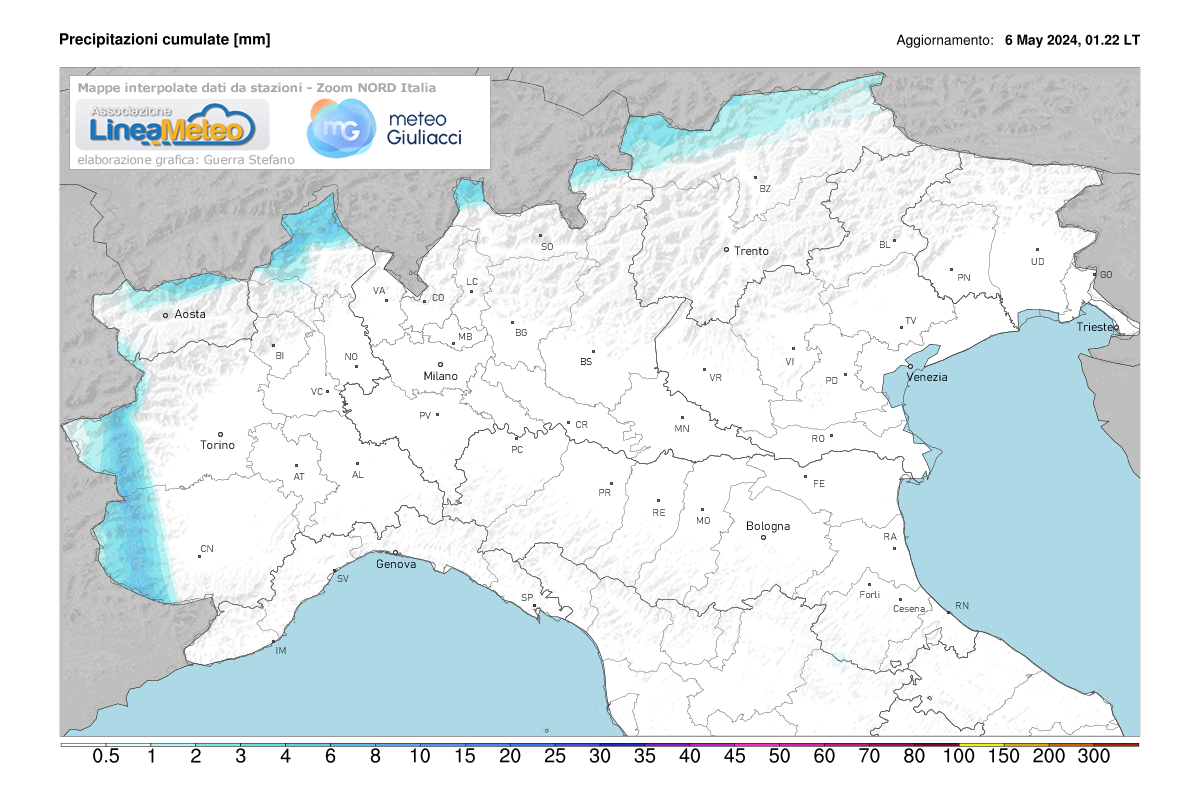 Precipitazioni accumulate Nord Italia