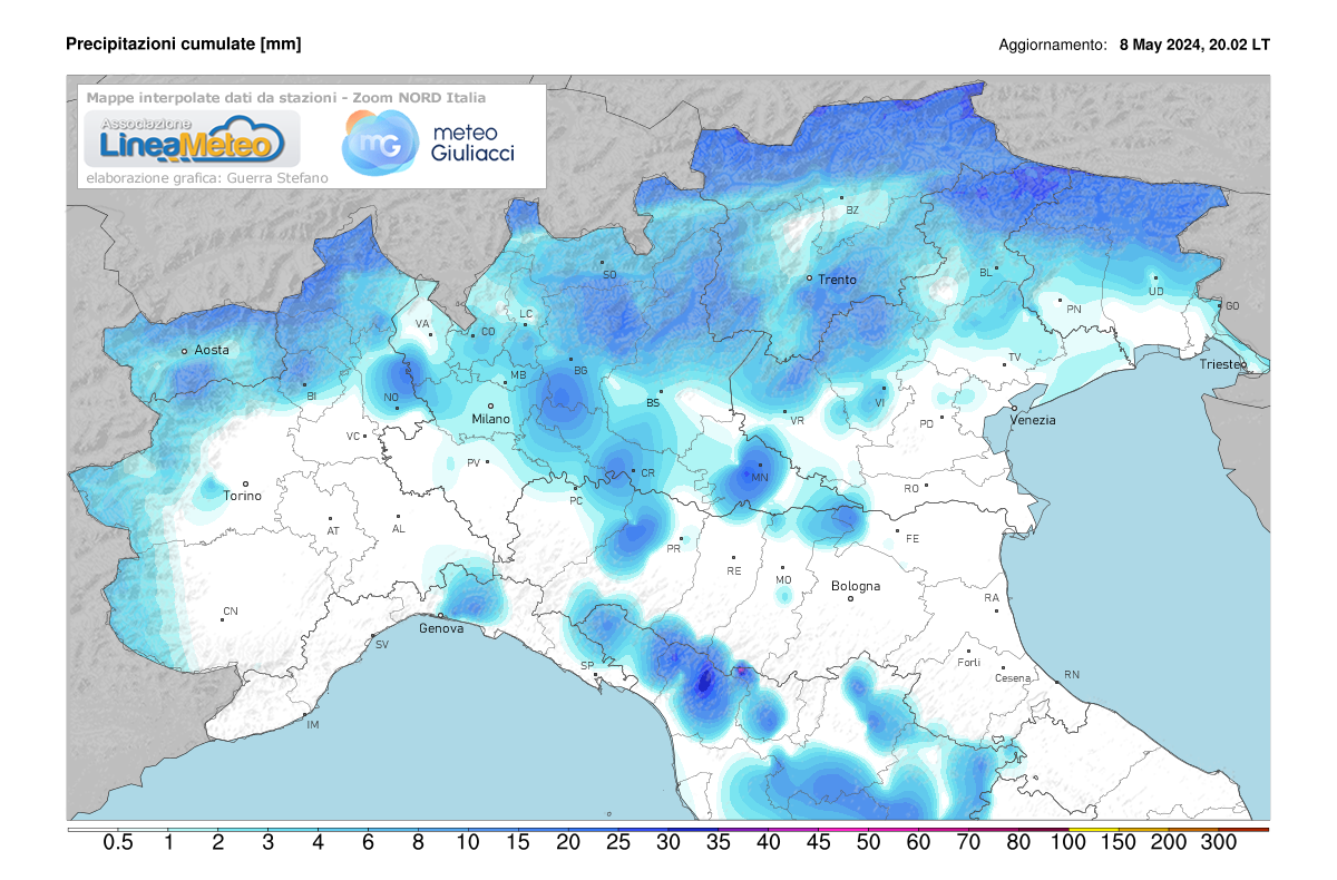 Precipitazioni accumulate Nord Italia