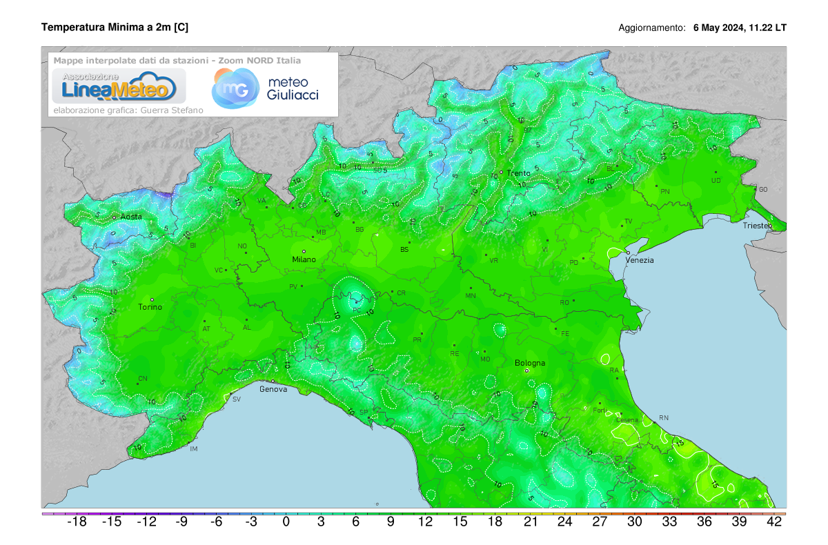 Temperature minime Nord Italia