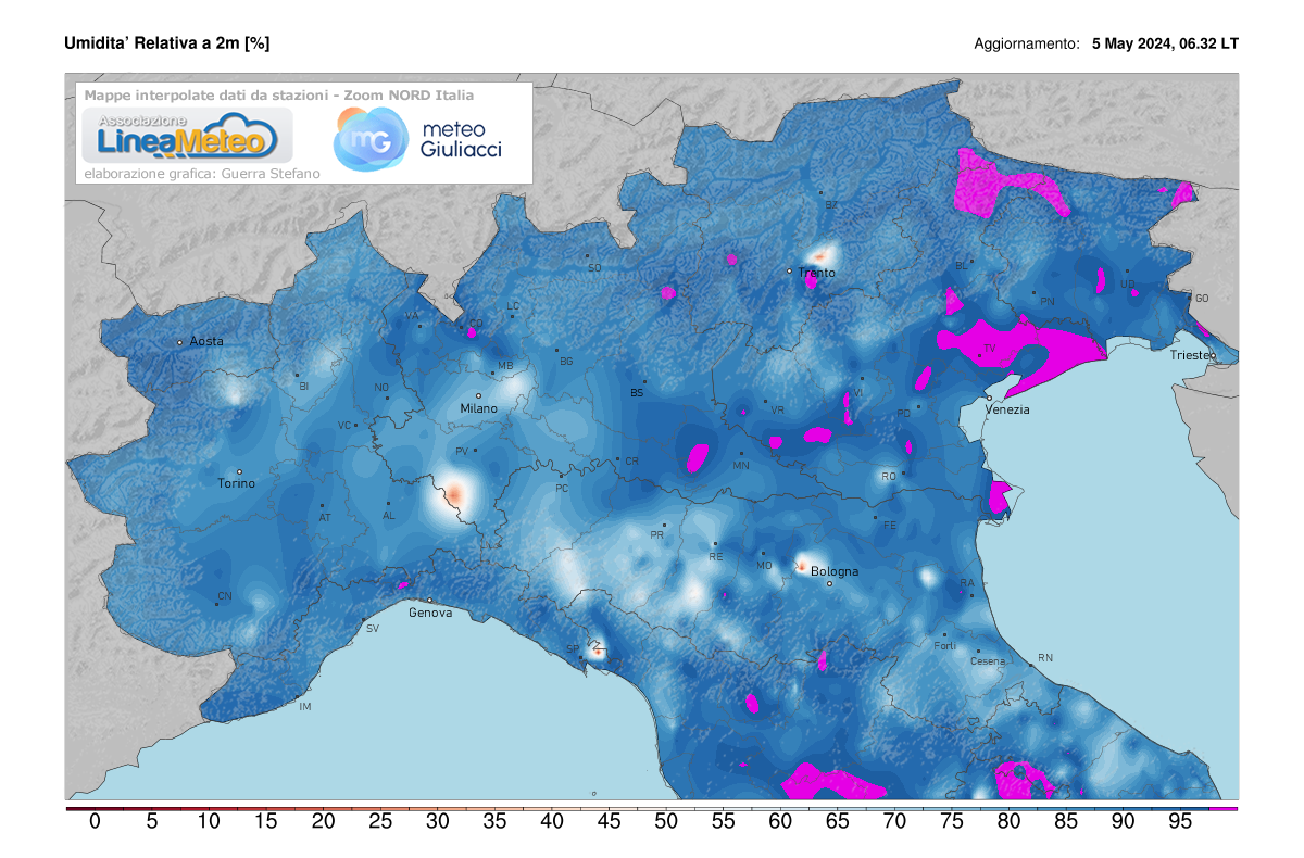 Umidità relativa Nord Italia
