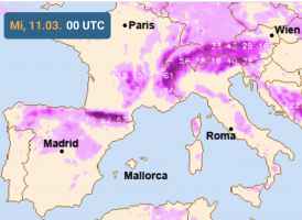 Accumuli di neve (cm) tra il  3 e il 10 marzo